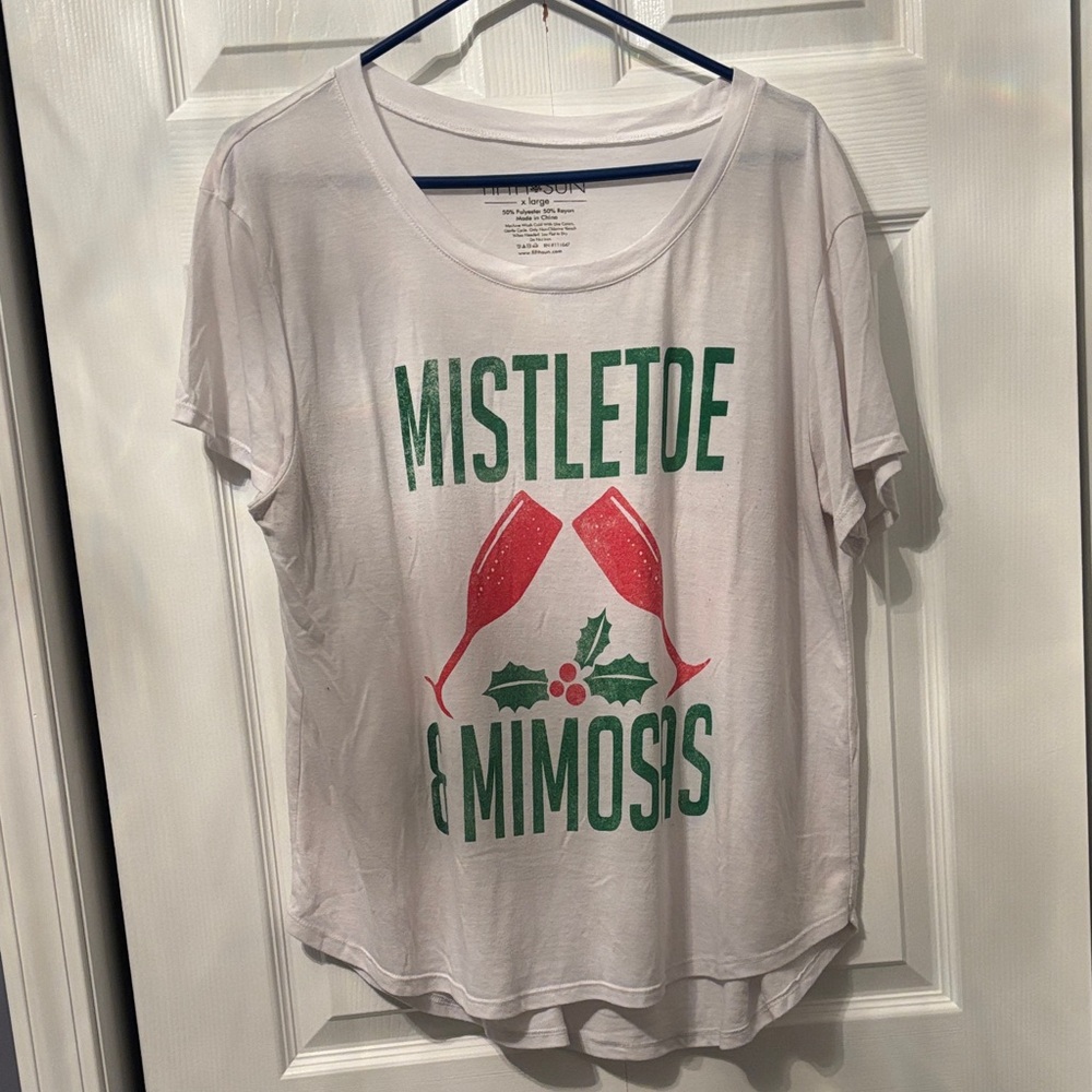 Christmas tee with Mistletoe & Mimosas